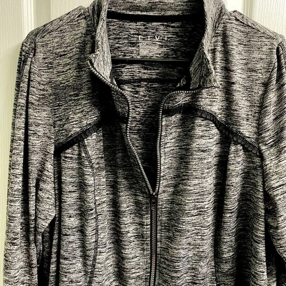Lane Bryant Livi Athletic Jacket Zip Size 14/16 Dark Heather Gray Pockets Ruffle - Picture 6 of 8